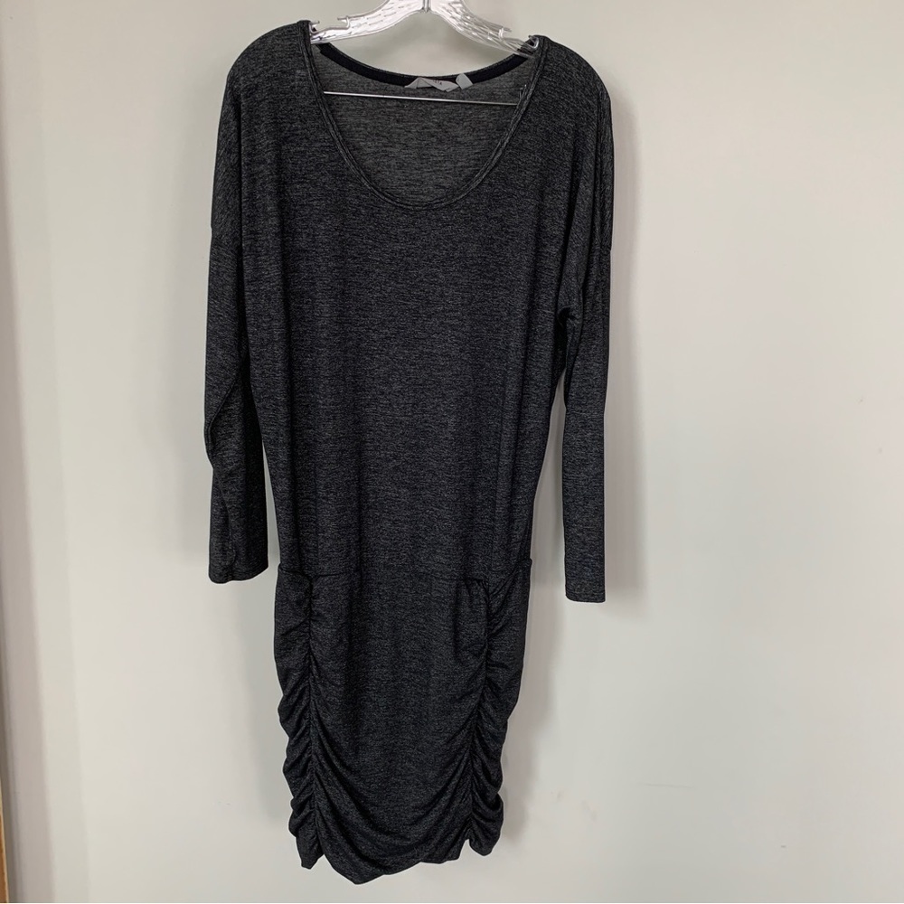 Athleta Heathered Gray Dress With Ruching Size MP